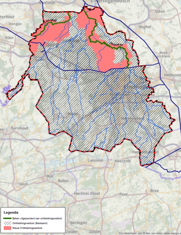 Verbod water oppompen uit beken en sloten in Midden-Brabant verder uitgebreid